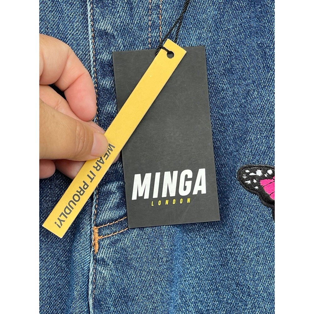 Minga London Butterfly Patch Wide Leg Skater Jeans Y2K Indie Aesthetic size 4 - Picture 6 of 12